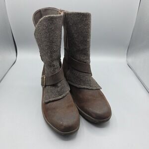 Born Kore Boots Womens 7 Brown Leather Wedge Buckles Straps Casual Comfort